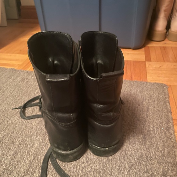 Alexandra McQueen Black Leather Combat Boots - Picture 2 of 5